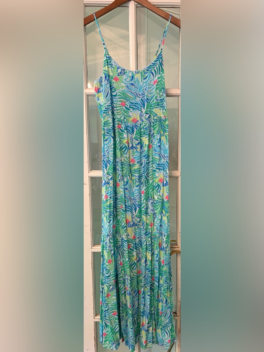 Lilly Pulitzer Green & Blue Tropical Maxi Dress